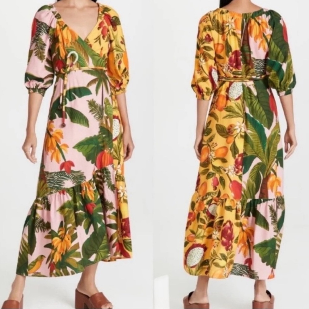 FARM Rio Mixed Fruit Midi Wrap Dress